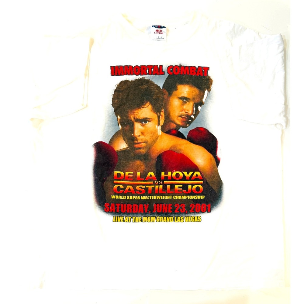Vintage 2001 Oscar De La Hoya vs Castillejo Boxing T-Shirt Men LG‎ Combat MGM